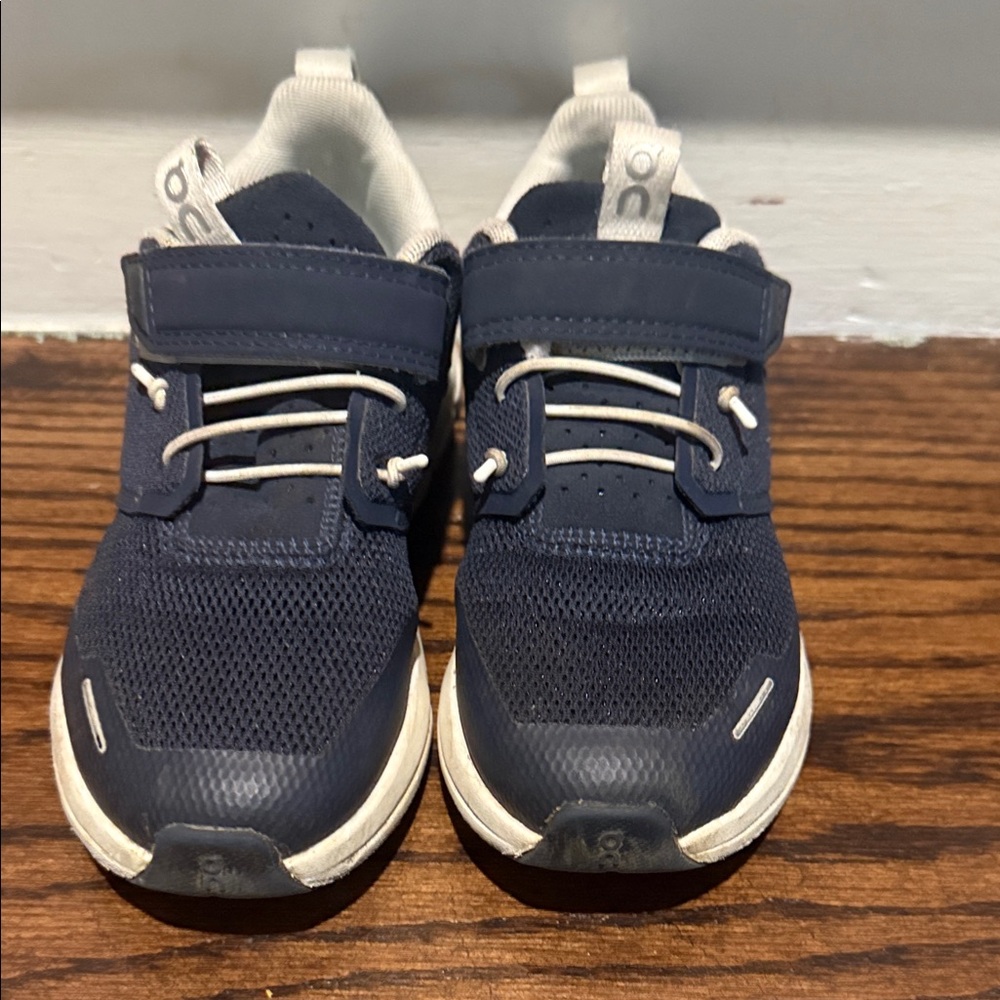 On Kids Navy and White Sneakers